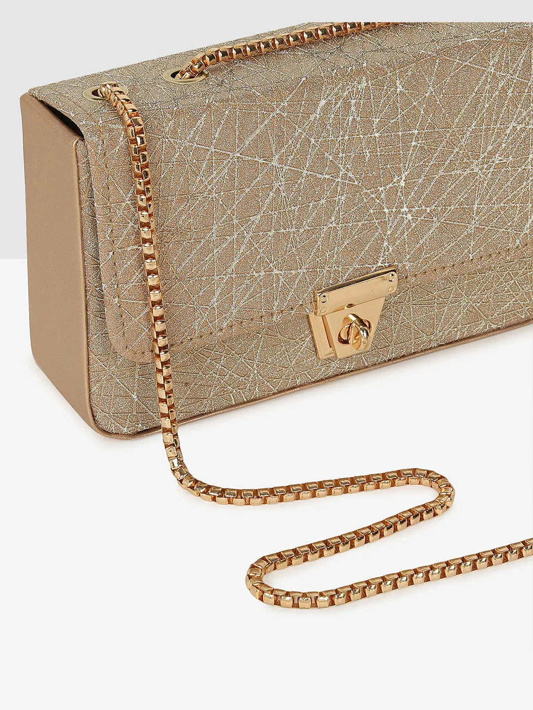 Golden Glitter Push-Lock Clutch