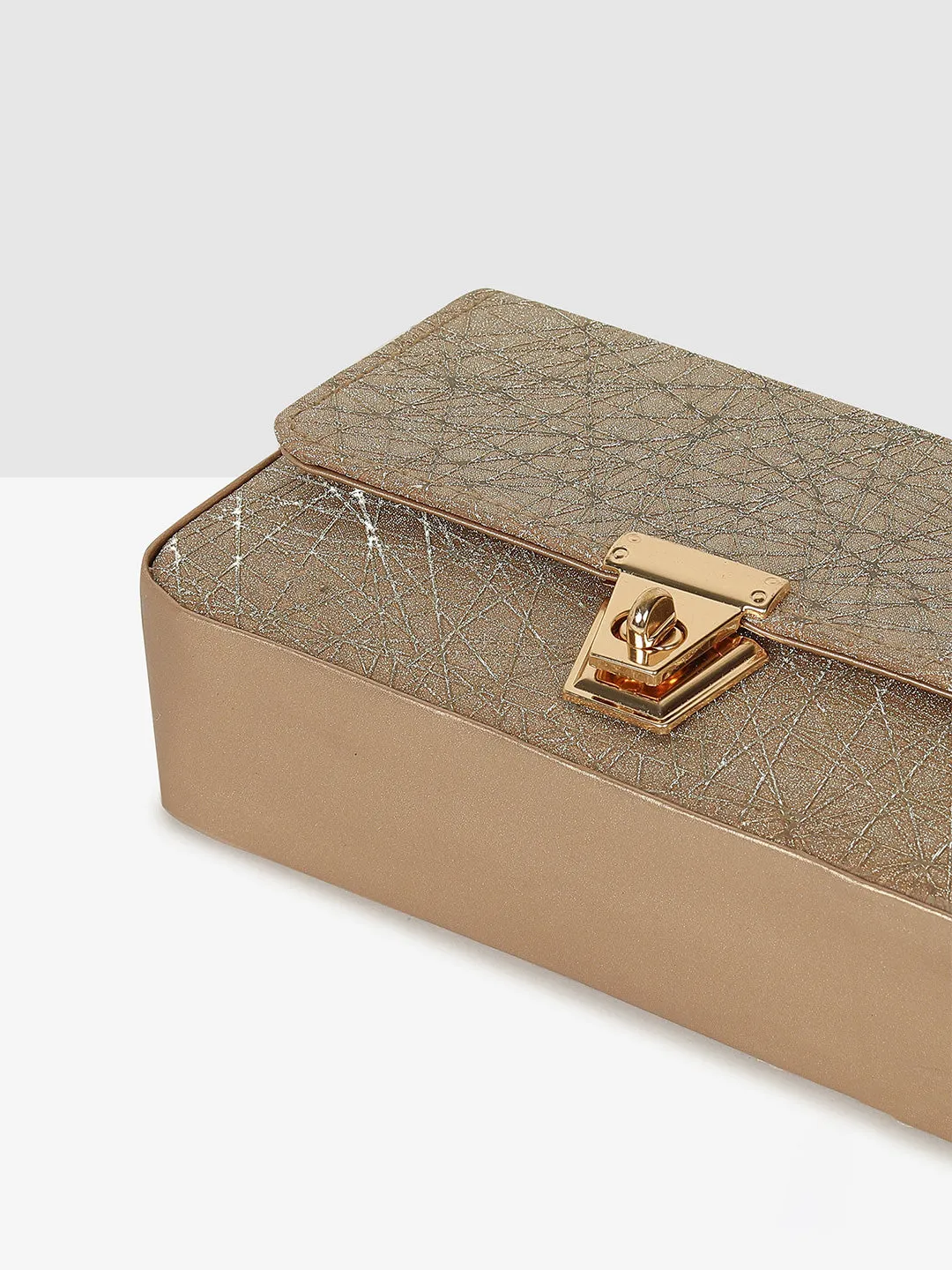 Golden Glitter Push-Lock Clutch