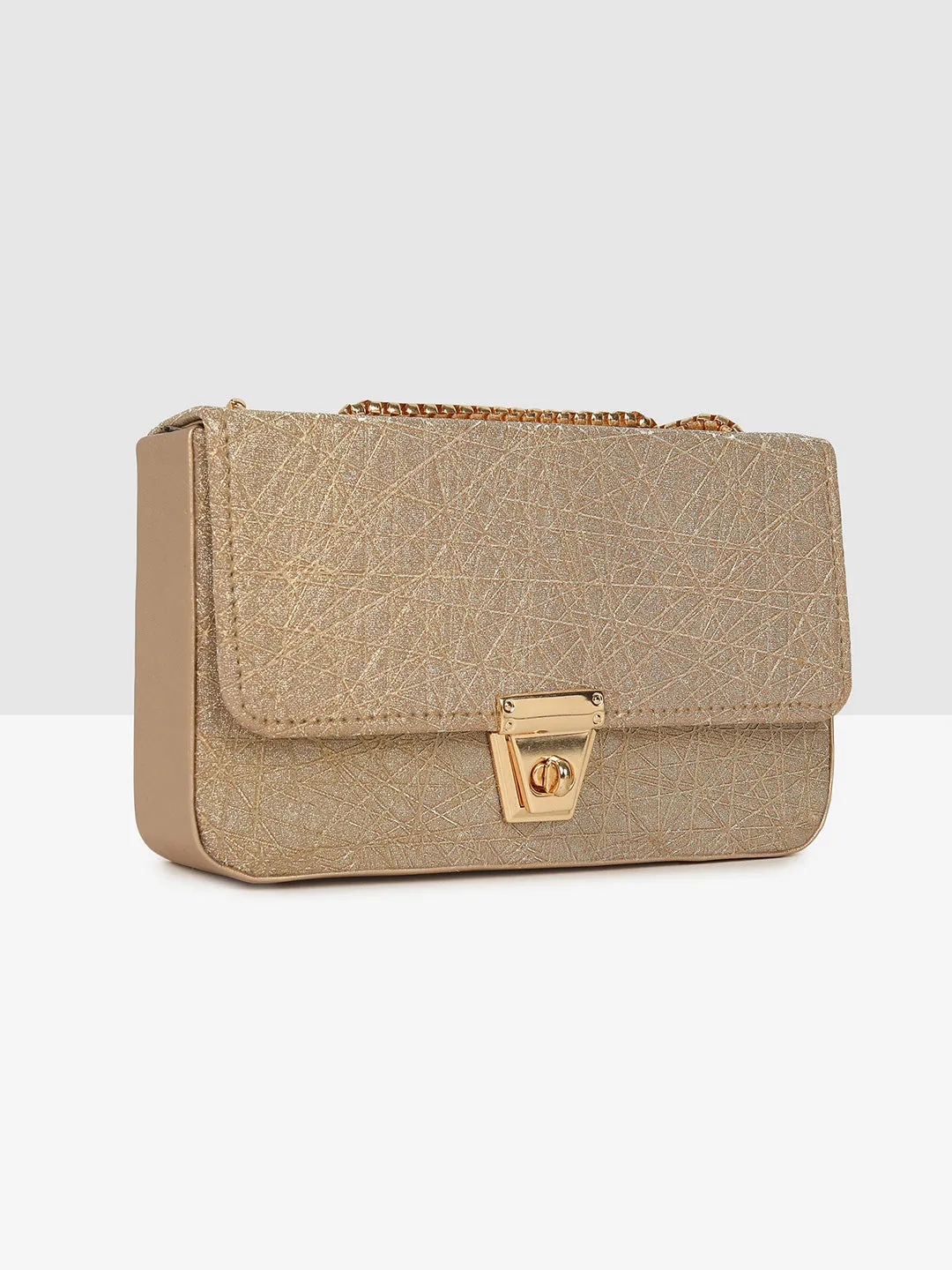 Golden Glitter Push-Lock Clutch