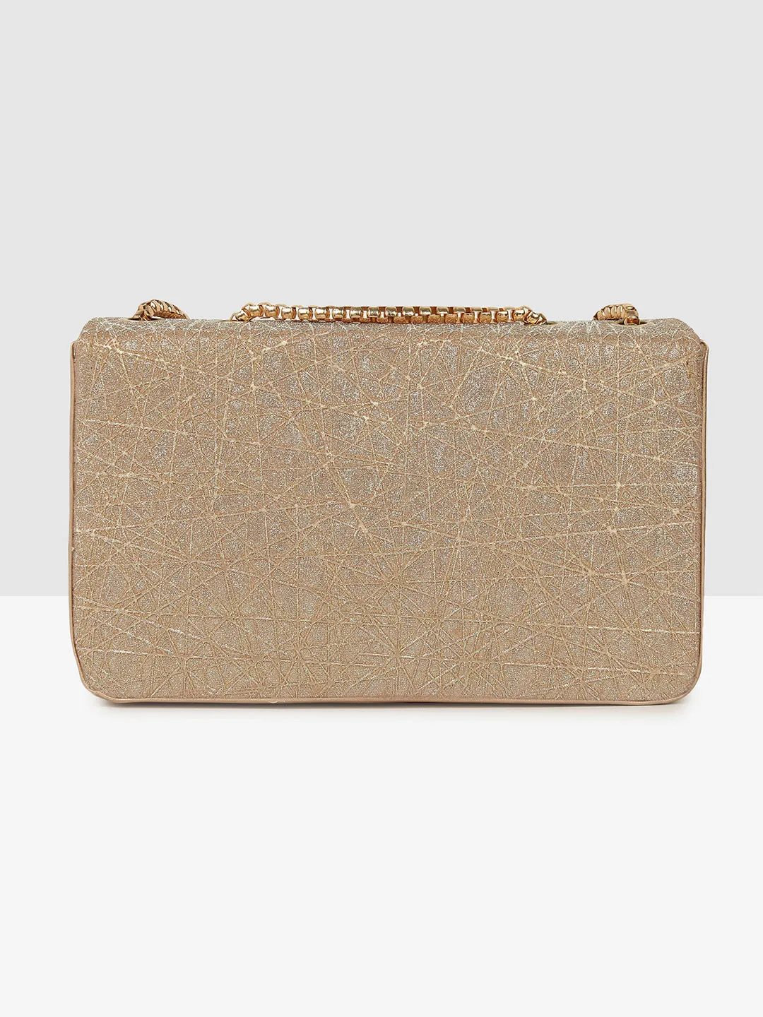 Golden Glitter Push-Lock Clutch