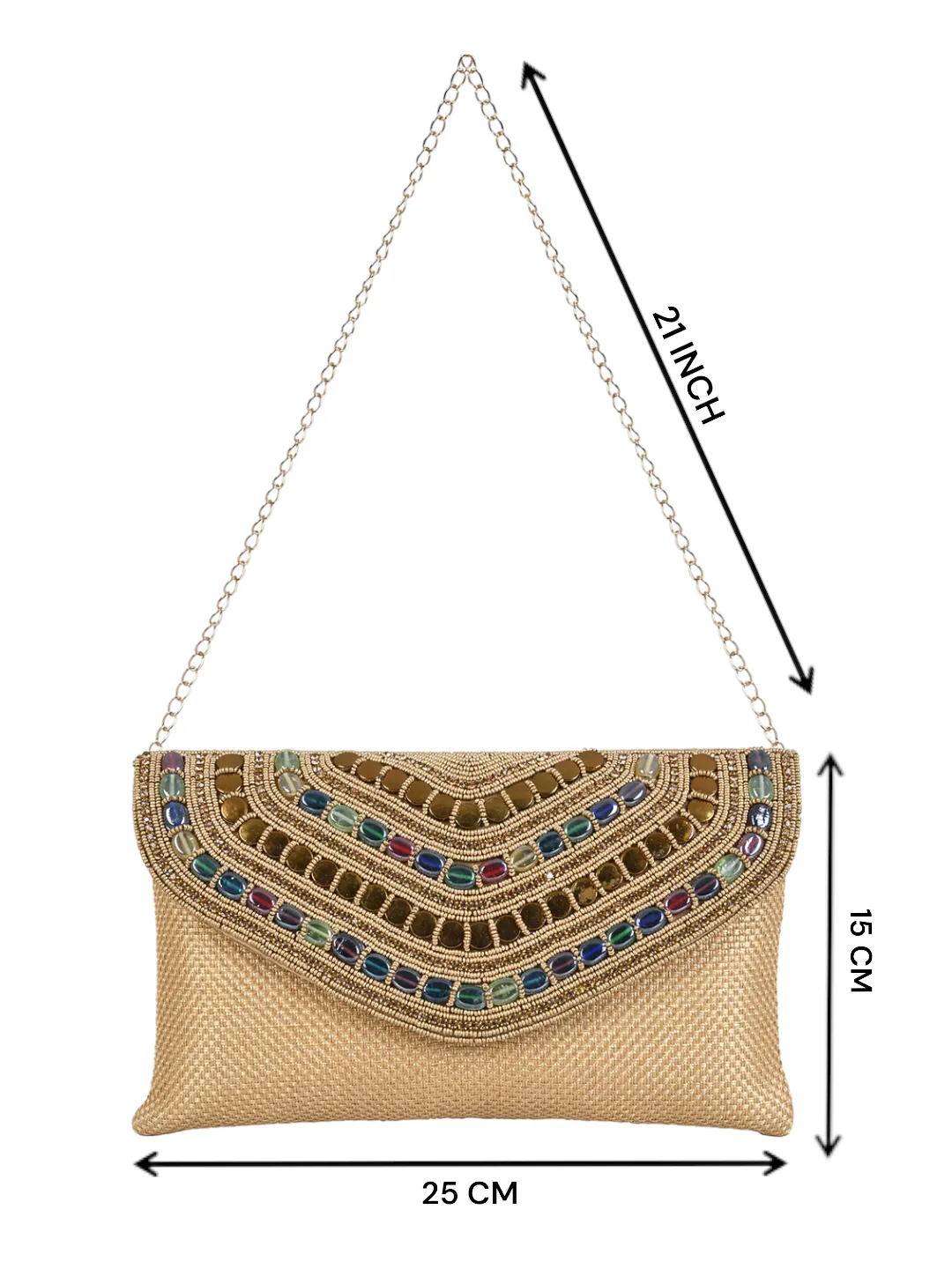 Golden Purse with Embellishments and Embroidery