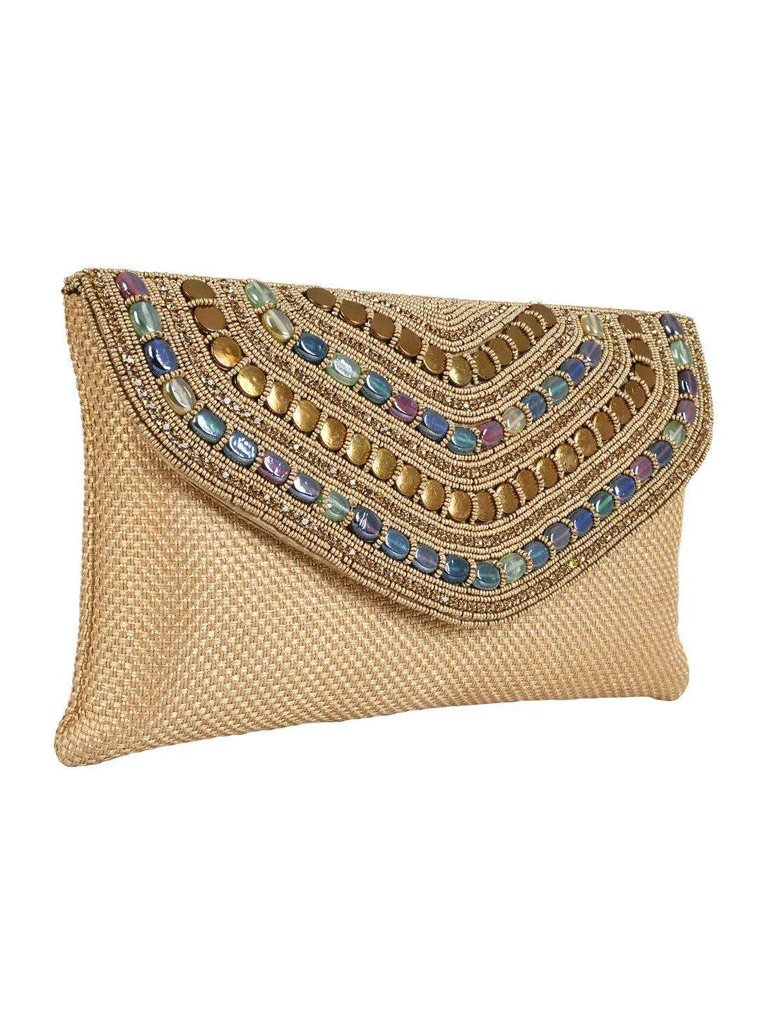 Golden Purse with Embellishments and Embroidery
