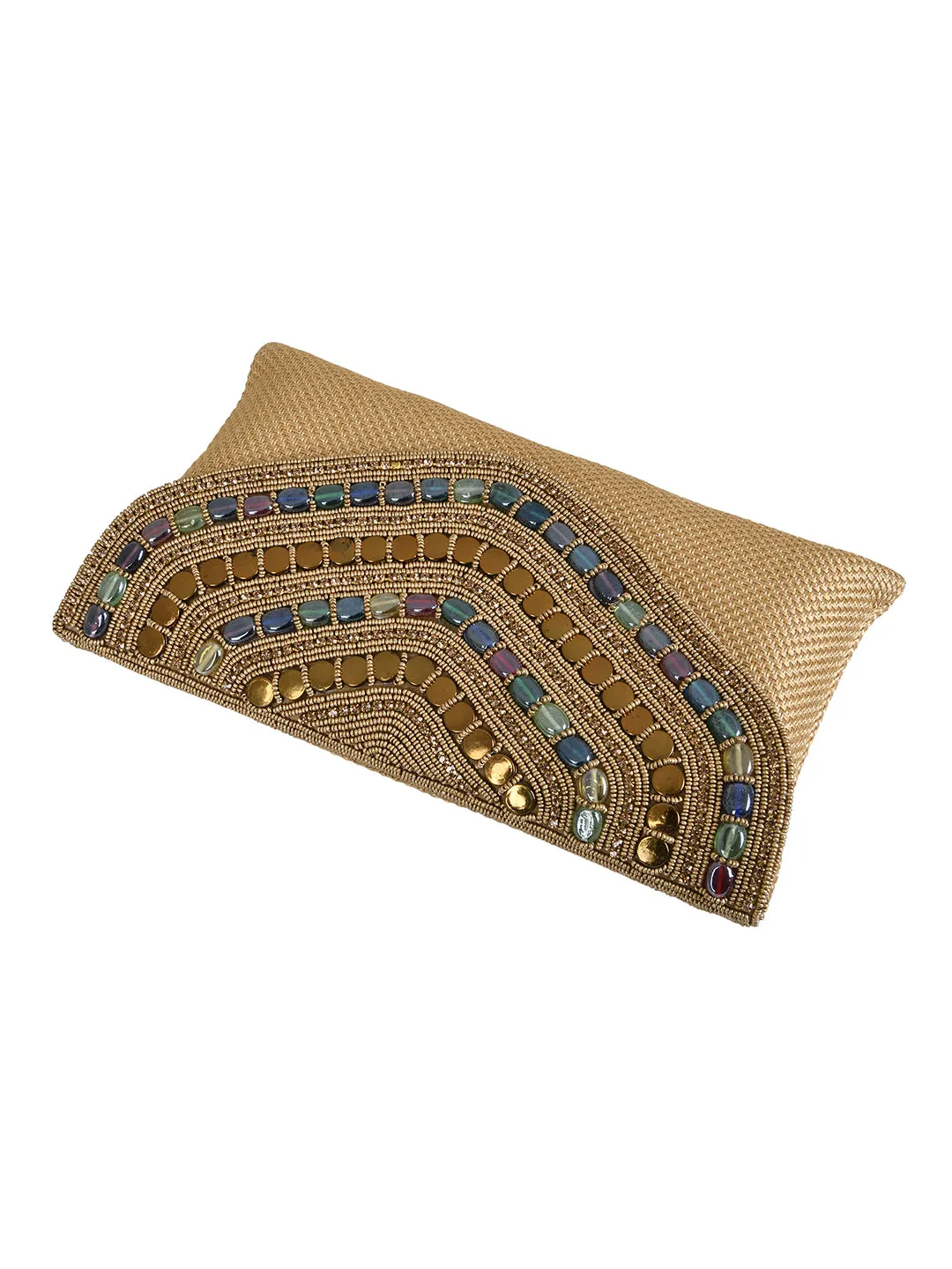 Golden Purse with Embellishments and Embroidery