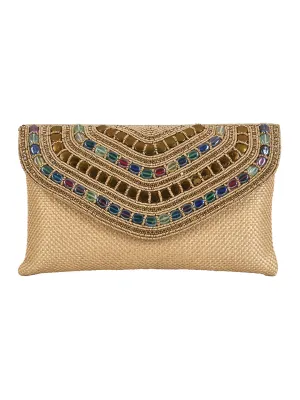 Golden Purse with Embellishments and Embroidery