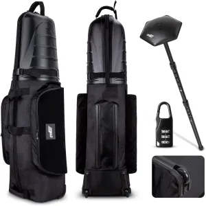 Golf Club Travel Bag with Wheels, Golf Luggage Case Cover for Airline - with Adjustable Support Pole, Luggage Lock, 1680D Wear-Resistant Oxford