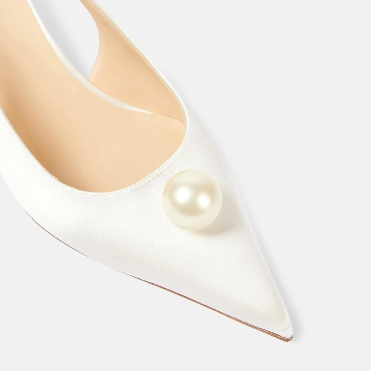 Goolita Pearl Kitten Heels for Women, Closed Pointed Toe Slingback Heels with Buckle Sexy Evening Party Wedding Pumps Shoes