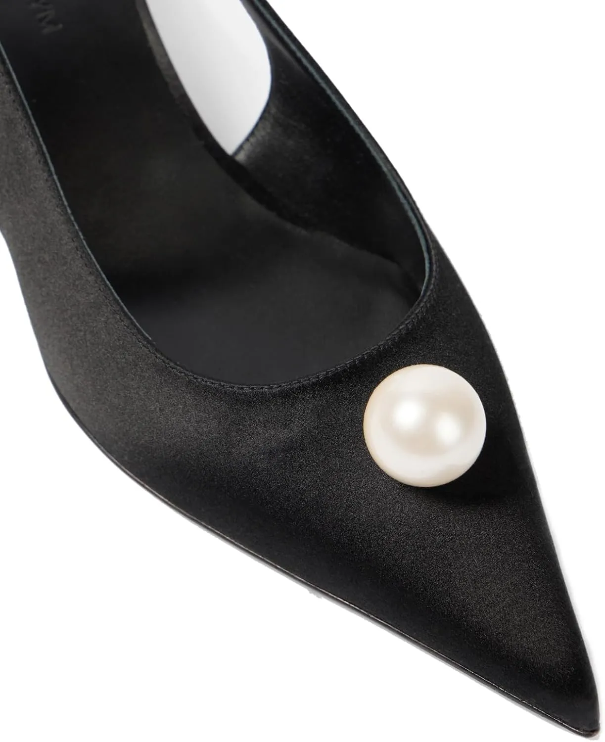 Goolita Pearl Kitten Heels for Women, Closed Pointed Toe Slingback Heels with Buckle Sexy Evening Party Wedding Pumps Shoes