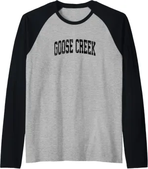 Goose Creek South Carolina SC Vintage Athletic Sports Black Raglan Baseball Tee
