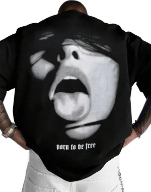 GORGLITTER Men's Novelty Casual Letter Graphic Crewneck T-Shirt Half Sleeve Oversized Tee Top