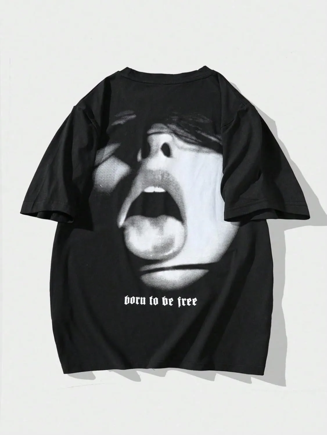 GORGLITTER Men's Novelty Casual Letter Graphic Crewneck T-Shirt Half Sleeve Oversized Tee Top