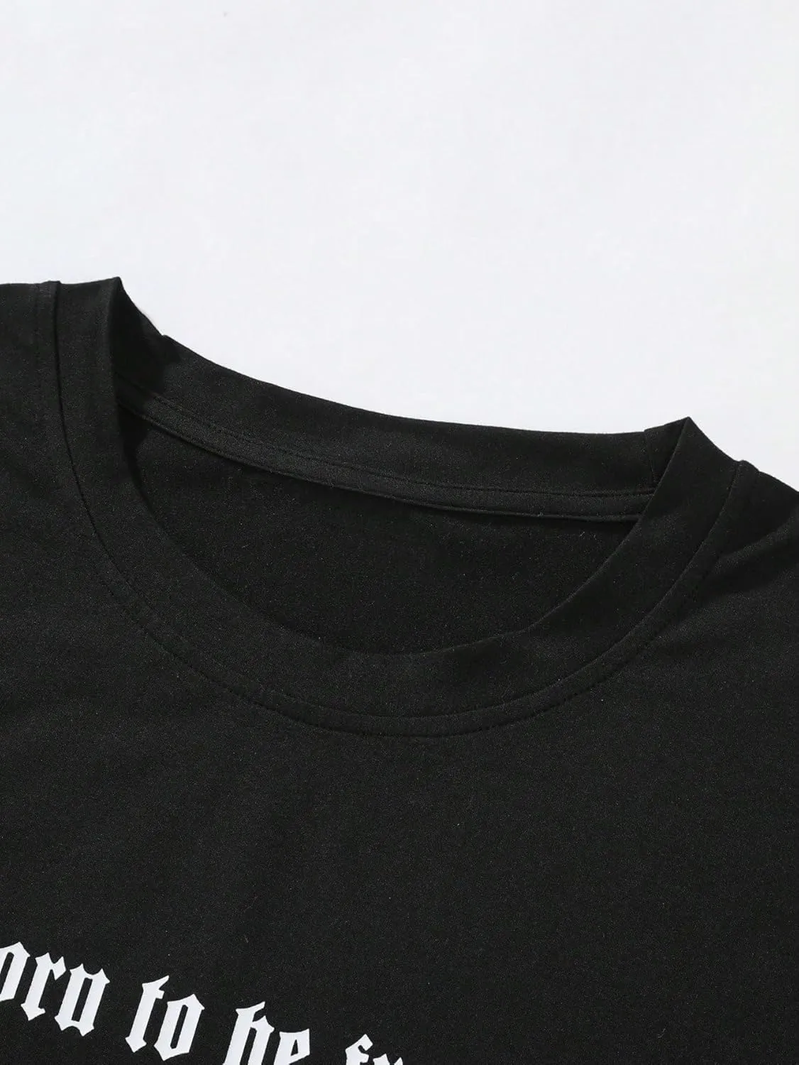 GORGLITTER Men's Novelty Casual Letter Graphic Crewneck T-Shirt Half Sleeve Oversized Tee Top