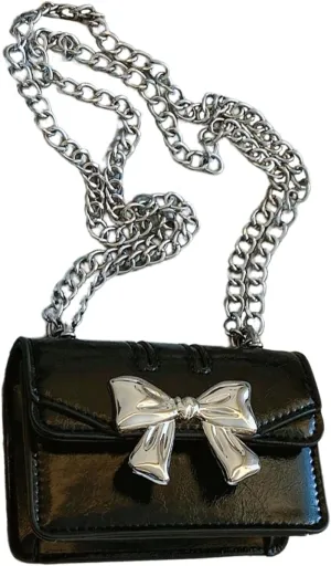 GORGLITTER Women's Bow Purse PU Leather Crossbody Bag Trendy Shoulder Handbag