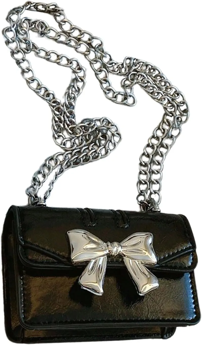 GORGLITTER Women's Bow Purse PU Leather Crossbody Bag Trendy Shoulder Handbag