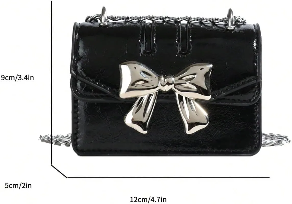 GORGLITTER Women's Bow Purse PU Leather Crossbody Bag Trendy Shoulder Handbag