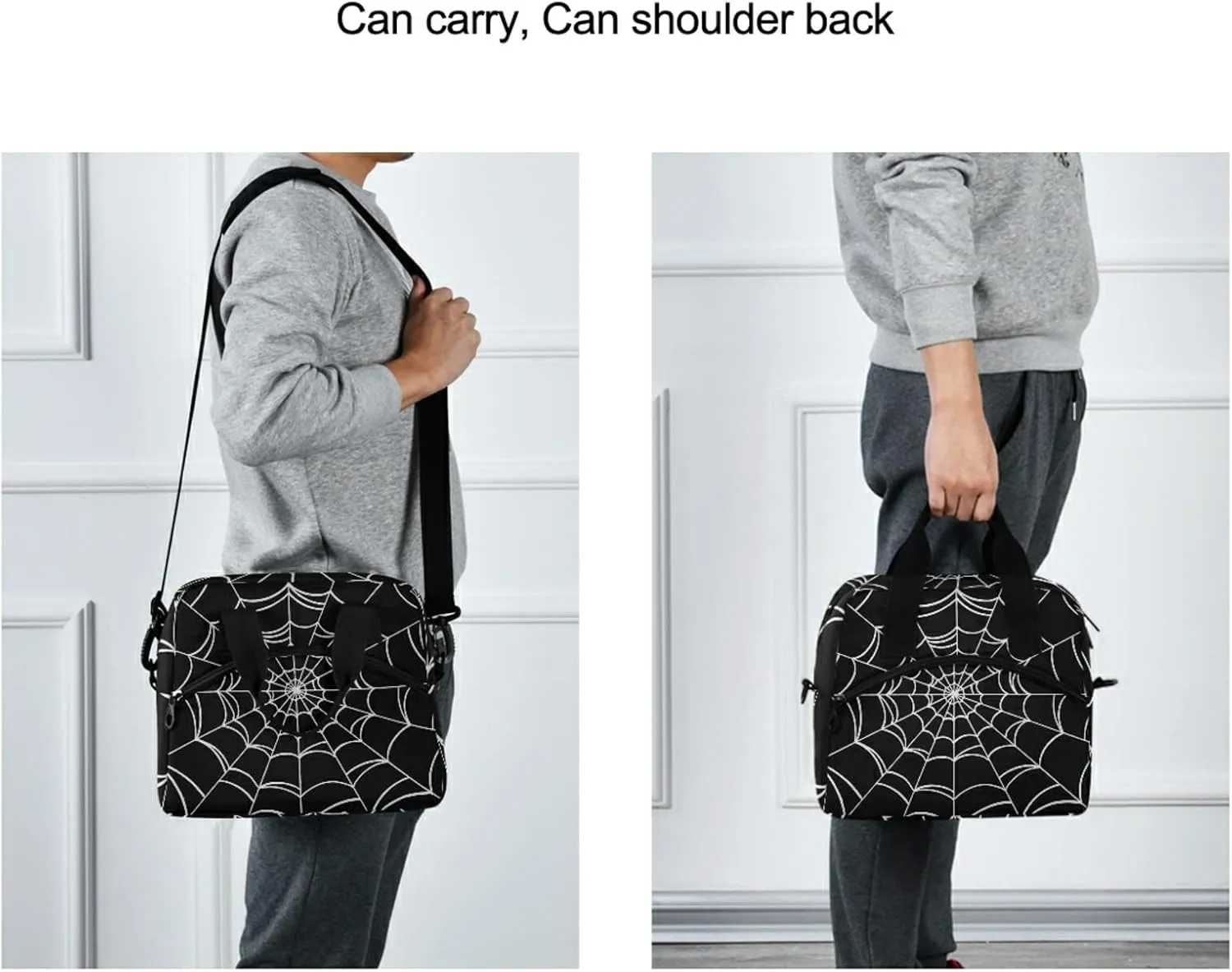Goth Spider Web Insulated Lunch Bag Reusable Lunch Tote Bag Cooler Bag for Women Men Adult Lunch Box with Adjustable Shoulder Strap Leakproof Lunch Bag for Work School Picnic Camping
