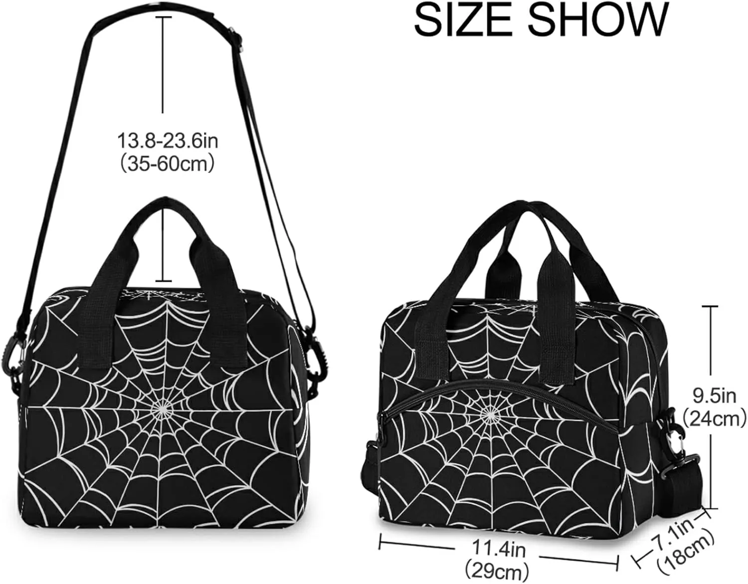 Goth Spider Web Insulated Lunch Bag Reusable Lunch Tote Bag Cooler Bag for Women Men Adult Lunch Box with Adjustable Shoulder Strap Leakproof Lunch Bag for Work School Picnic Camping