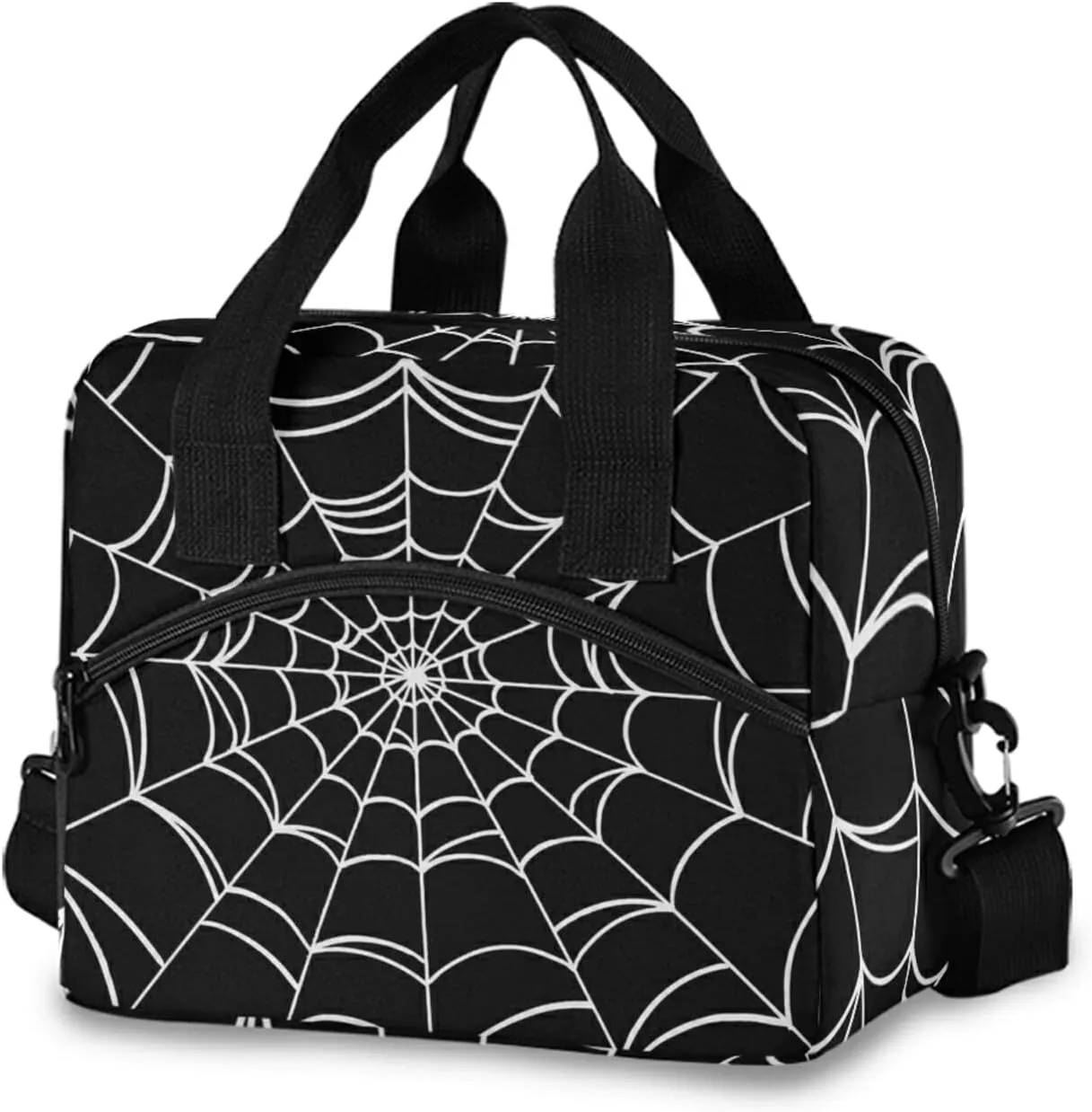Goth Spider Web Insulated Lunch Bag Reusable Lunch Tote Bag Cooler Bag for Women Men Adult Lunch Box with Adjustable Shoulder Strap Leakproof Lunch Bag for Work School Picnic Camping