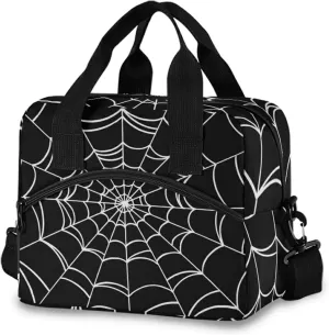 Goth Spider Web Insulated Lunch Bag Reusable Lunch Tote Bag Cooler Bag for Women Men Adult Lunch Box with Adjustable Shoulder Strap Leakproof Lunch Bag for Work School Picnic Camping