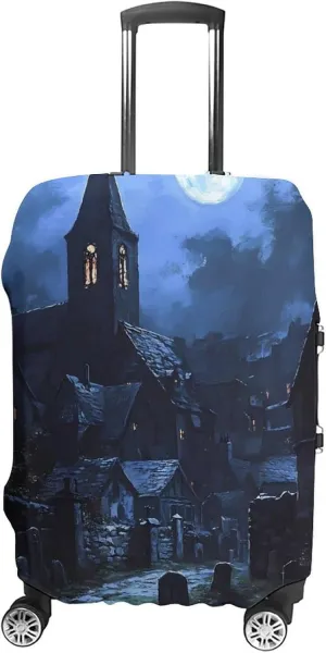 Gothic Architecture Church Cemetery Fashion Luggage Cover Protector Washable Elastic Suitcase Cover Anti-Scratch