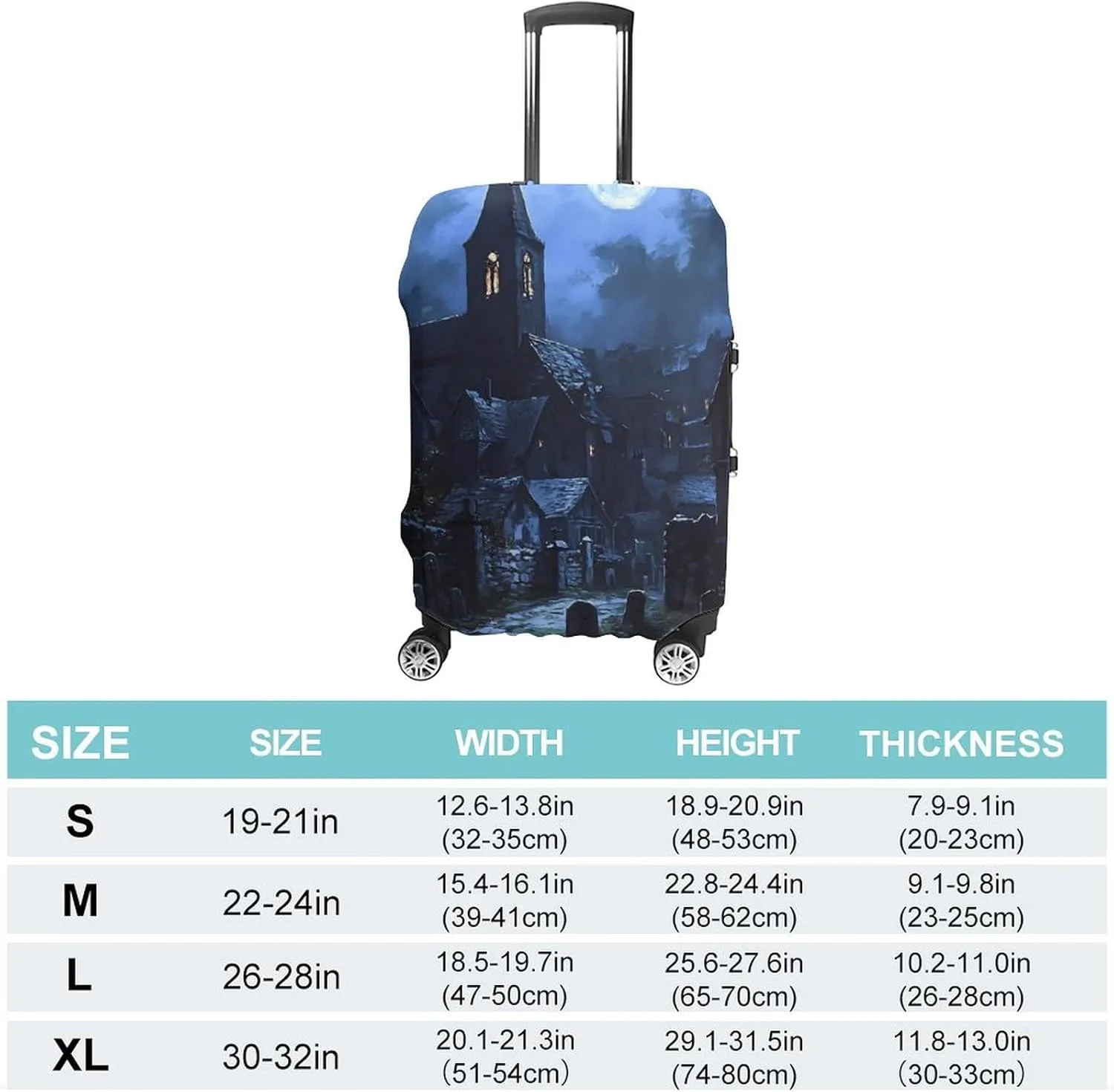 Gothic Architecture Church Cemetery Fashion Luggage Cover Protector Washable Elastic Suitcase Cover Anti-Scratch