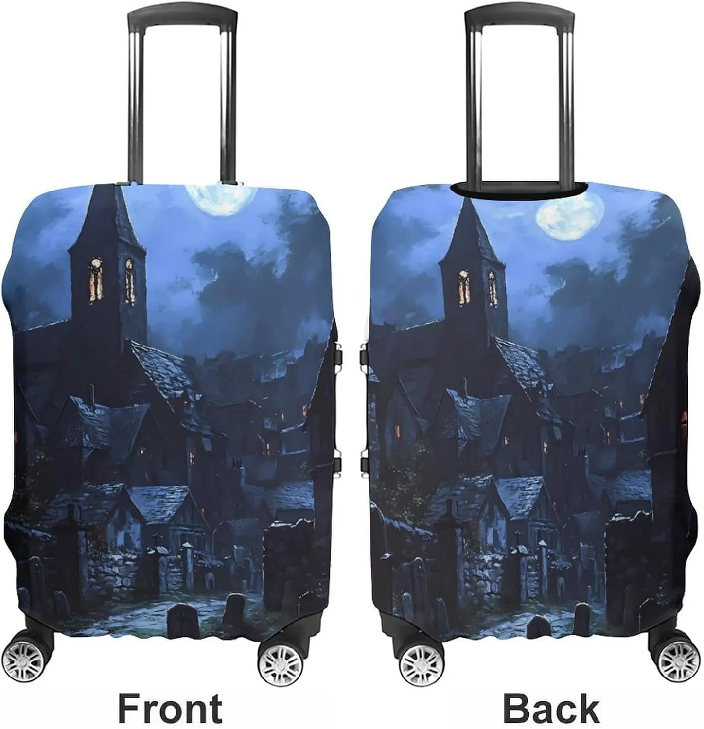 Gothic Architecture Church Cemetery Fashion Luggage Cover Protector Washable Elastic Suitcase Cover Anti-Scratch