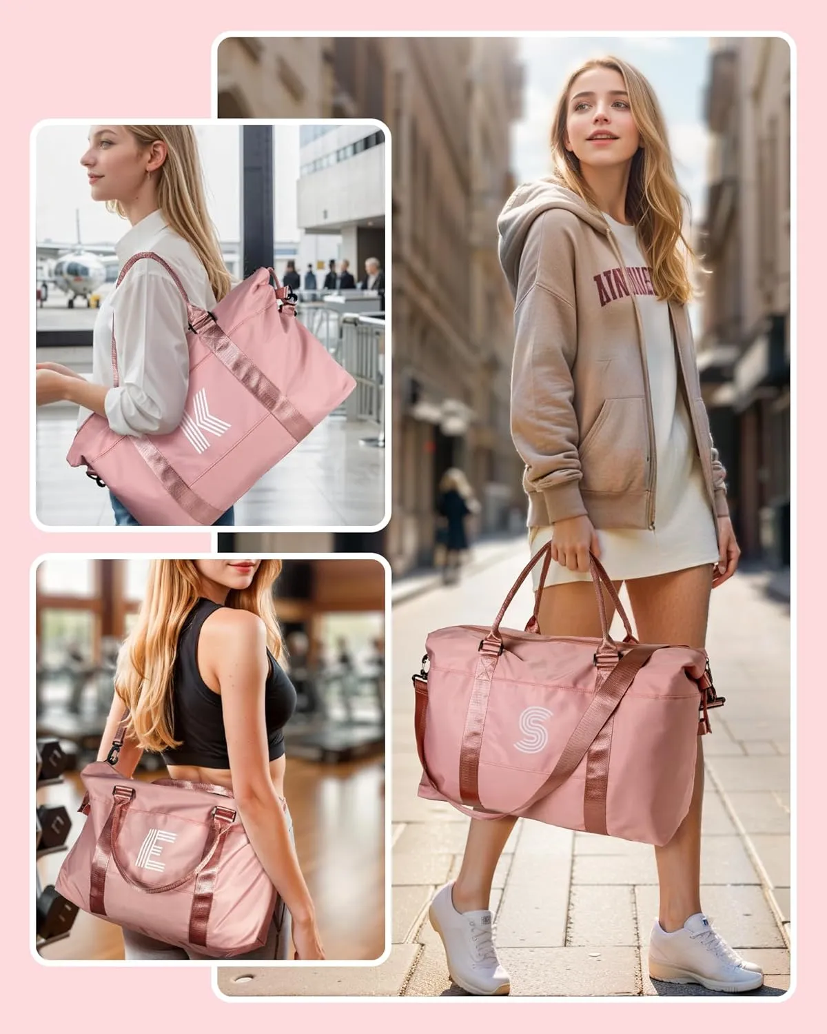 Graduation Gifts for Girls, Initial Travel Duffel Bag, Teenage Weekender Bag, Monogram Kids Overnight Bag Gift,Birthday Gifts Personalized Mothers Day Gifts (Letter M)