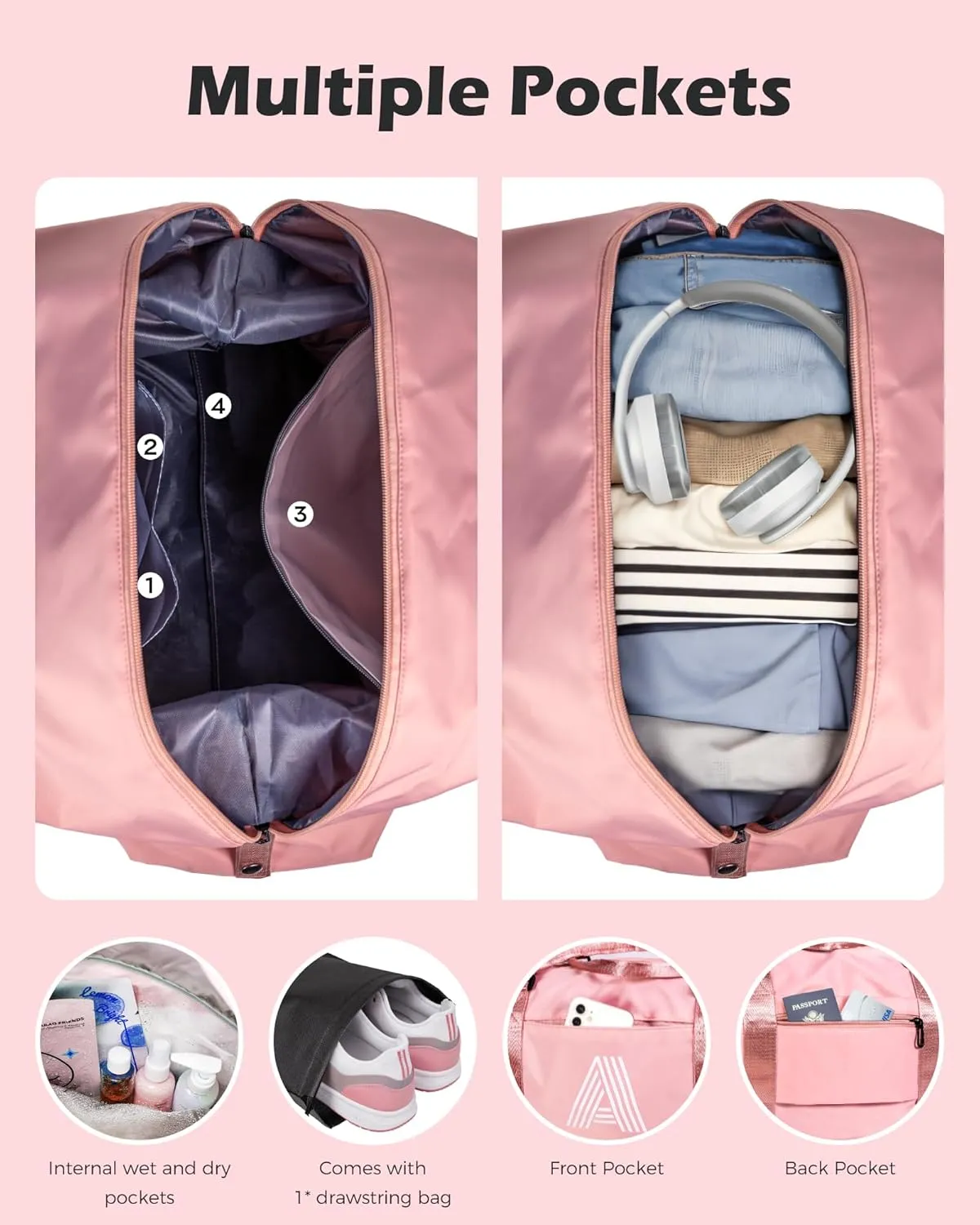 Graduation Gifts for Girls, Initial Travel Duffel Bag, Teenage Weekender Bag, Monogram Kids Overnight Bag Gift,Birthday Gifts Personalized Mothers Day Gifts (Letter M)