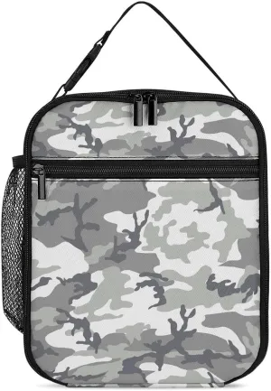 Gray Camouflage Reusable Lunch Bag Insulated Portable Lunch Box Bag Leak Proof Dining Bag Lunch Box Container Tote Pattern99