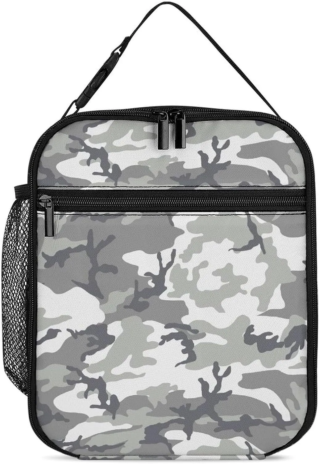 Gray Camouflage Reusable Lunch Bag Insulated Portable Lunch Box Bag Leak Proof Dining Bag Lunch Box Container Tote Pattern99