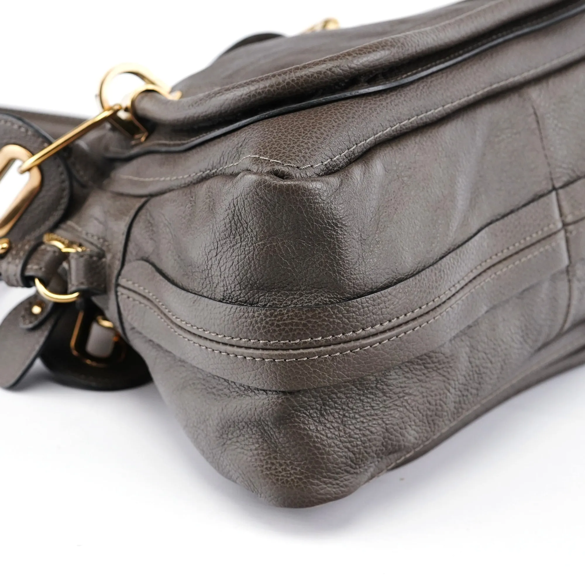 Gray Leather Paraty 2-Way Shoulder Bag