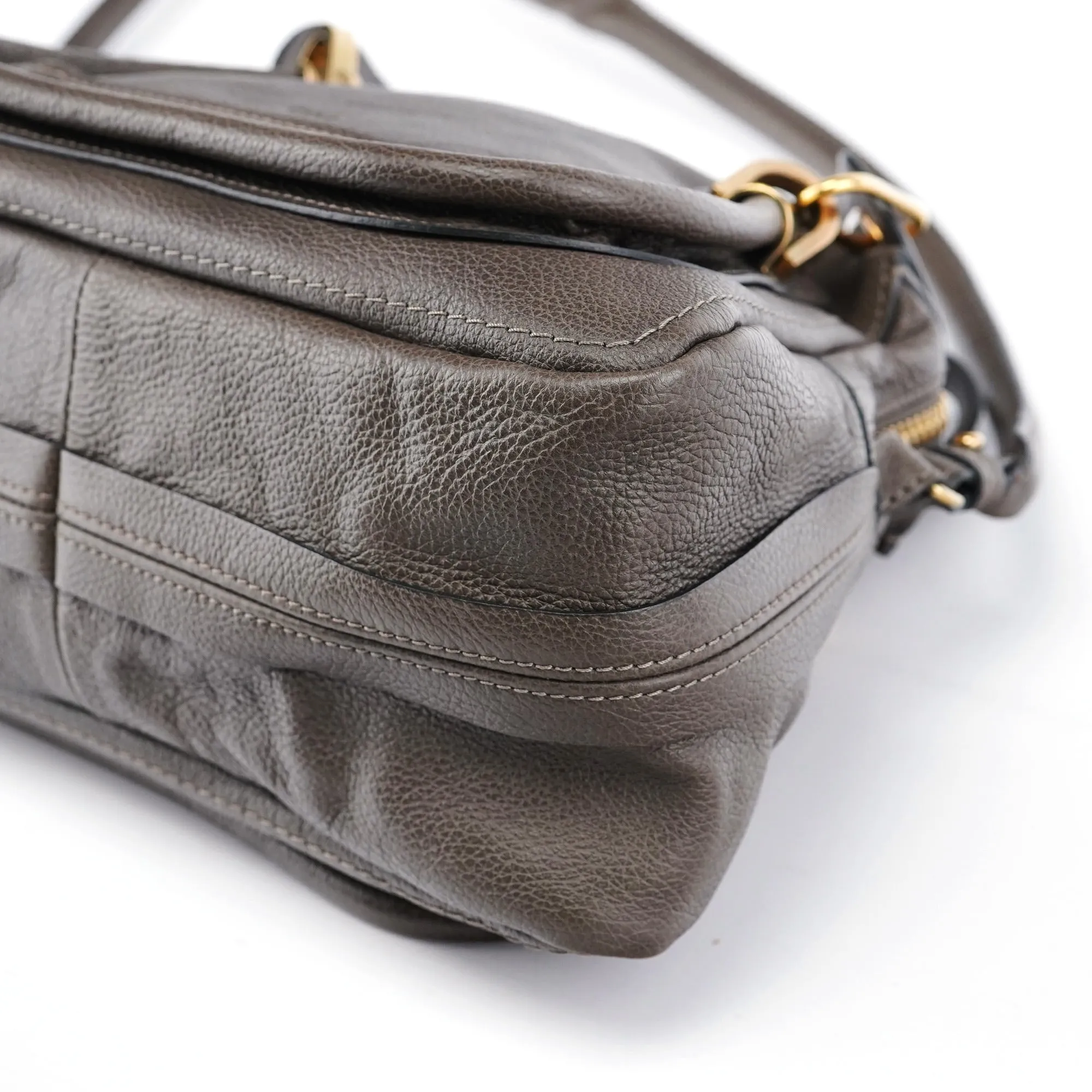 Gray Leather Paraty 2-Way Shoulder Bag