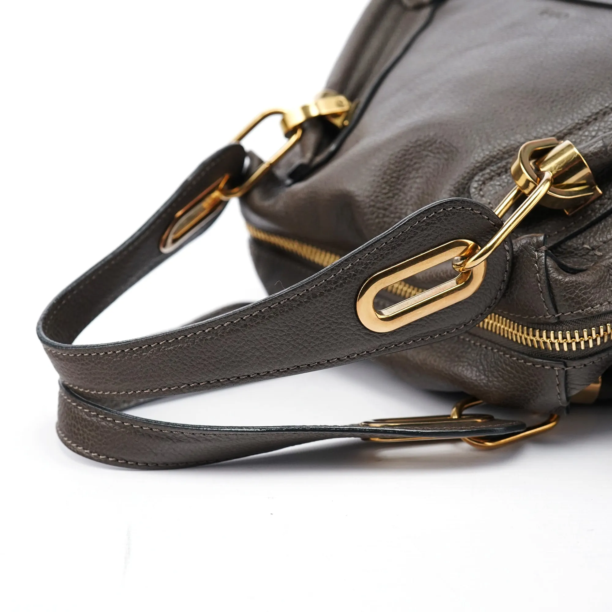 Gray Leather Paraty 2-Way Shoulder Bag