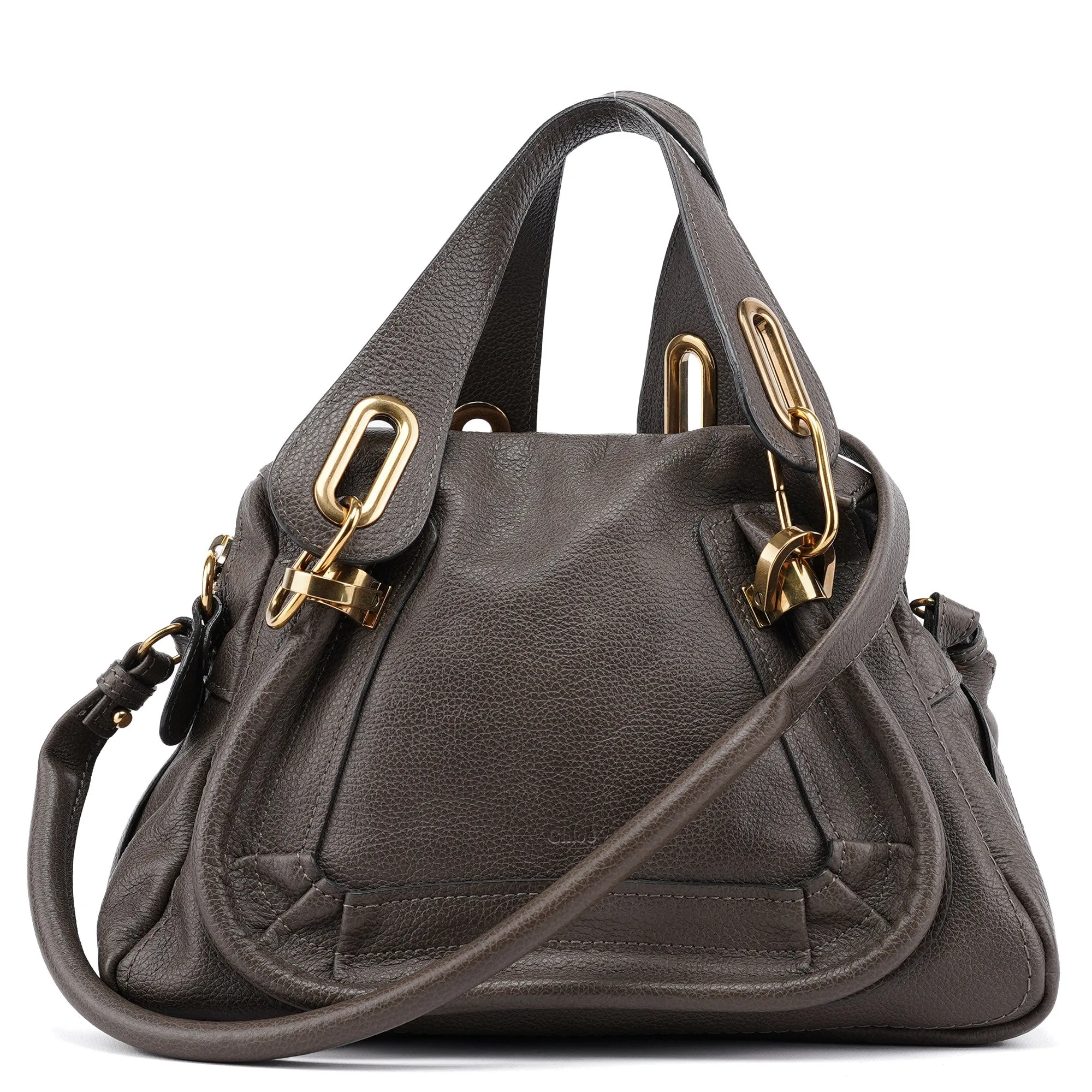 Gray Leather Paraty 2-Way Shoulder Bag