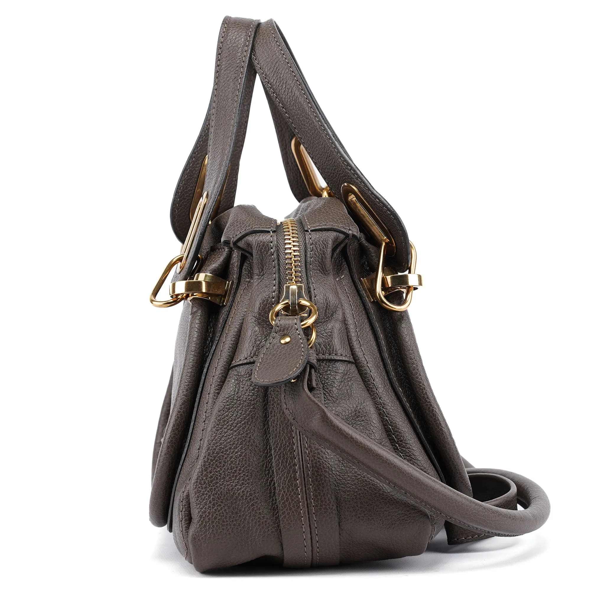 Gray Leather Paraty 2-Way Shoulder Bag