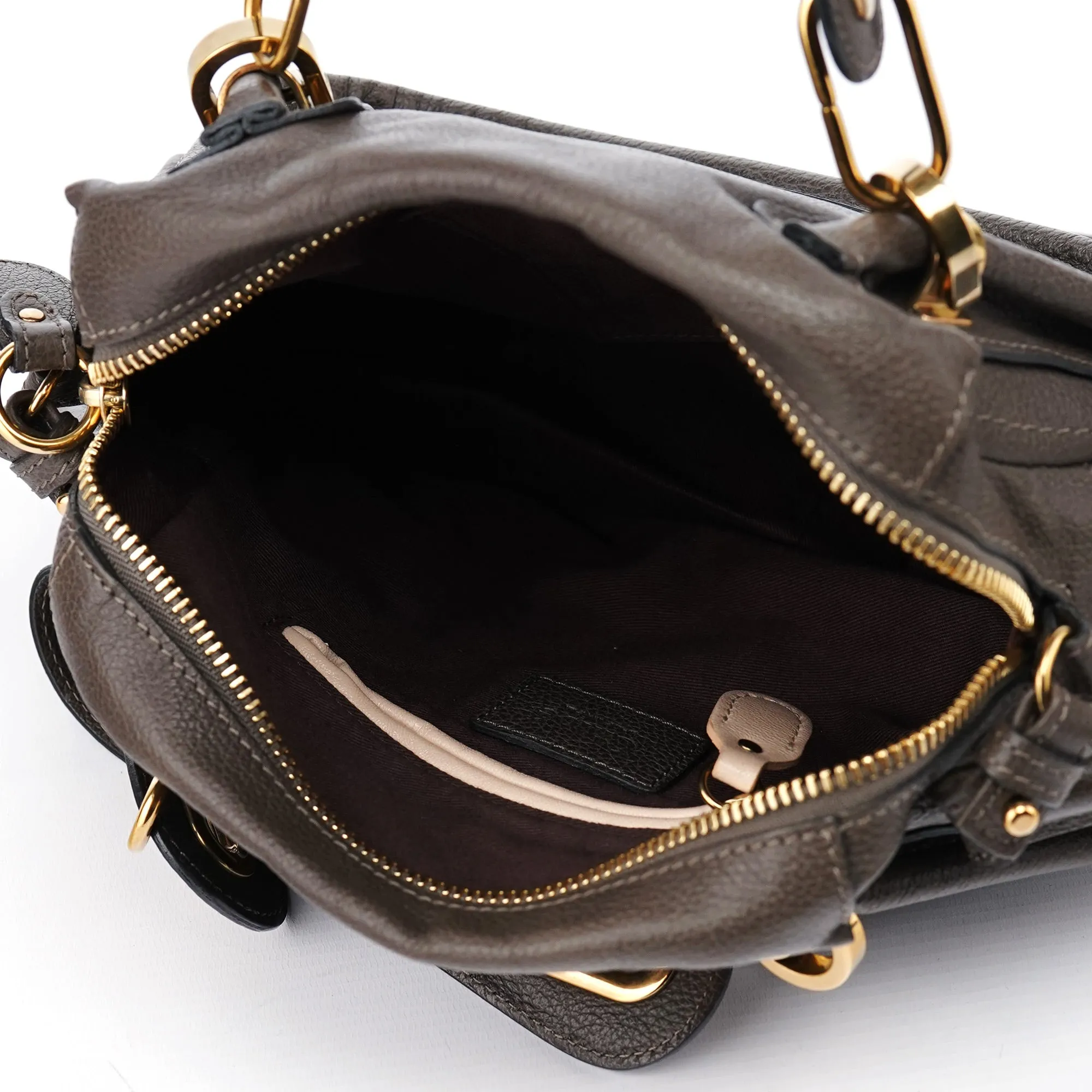Gray Leather Paraty 2-Way Shoulder Bag