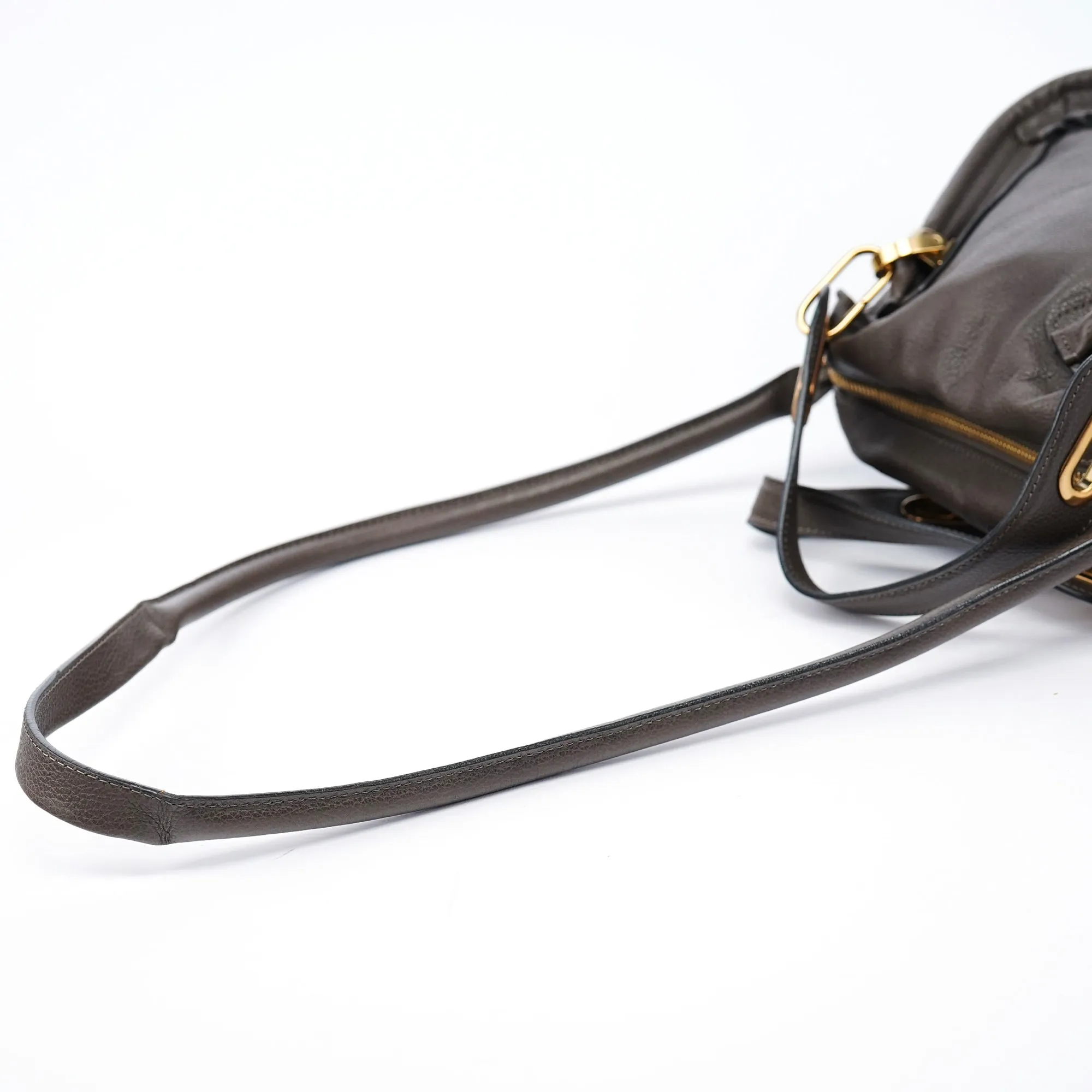Gray Leather Paraty 2-Way Shoulder Bag
