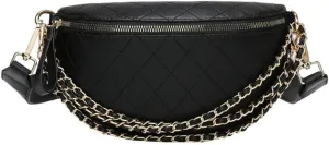GRPKSSIB Women's Chest Bag PU Leather Handbag Crossbody Shoulder Bag Quilted Purse Fashion
