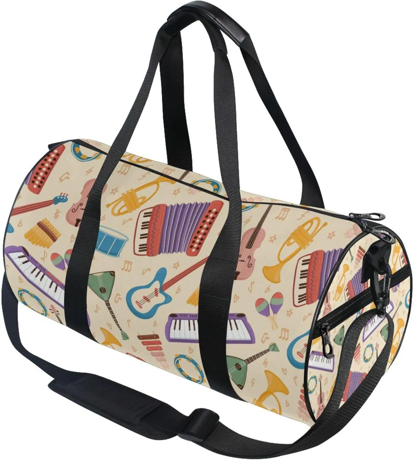 Guitar and Electro Piano Music Gym Duffle Bag Women Men Sports Fitness Bag for Travel Workout Gymnastics Dance Ballet