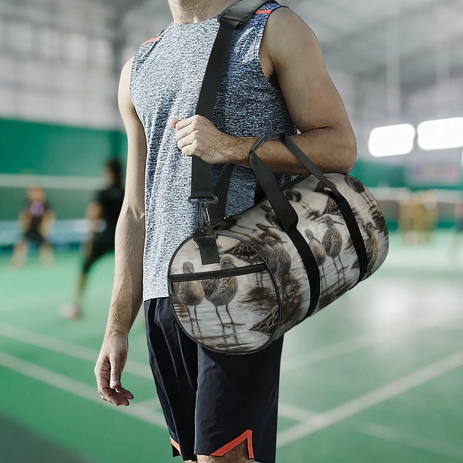 Gym Bag Birds Walking Duffel Bag for Men Women Overnight Bag with Shoe Compartment Workout Bags