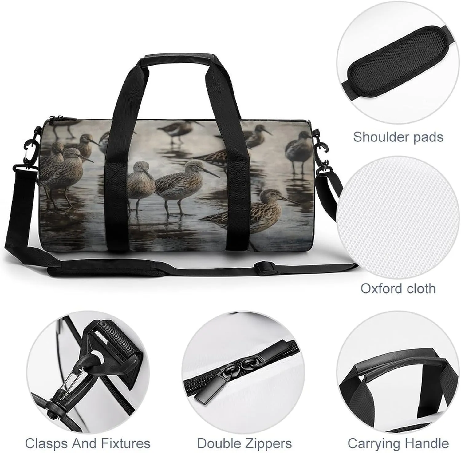 Gym Bag Birds Walking Duffel Bag for Men Women Overnight Bag with Shoe Compartment Workout Bags