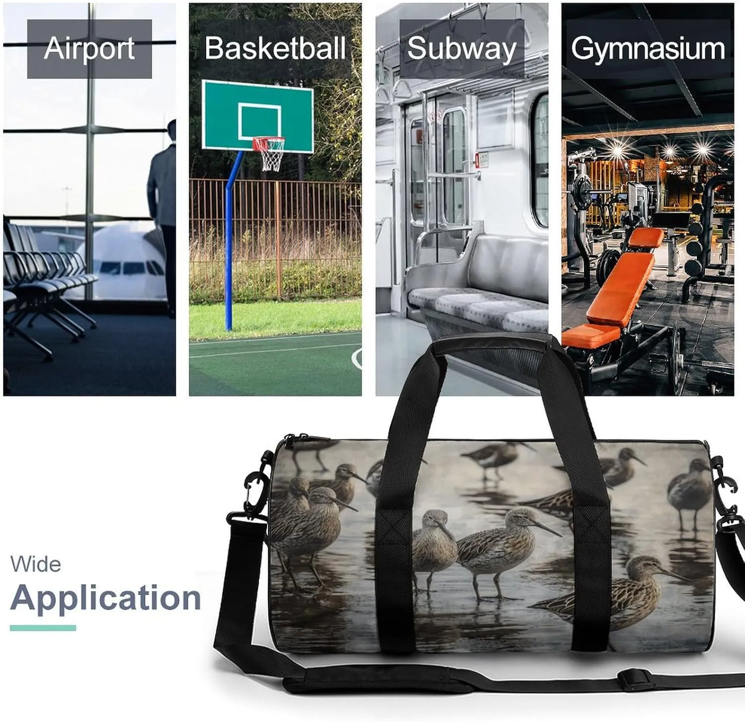 Gym Bag Birds Walking Duffel Bag for Men Women Overnight Bag with Shoe Compartment Workout Bags