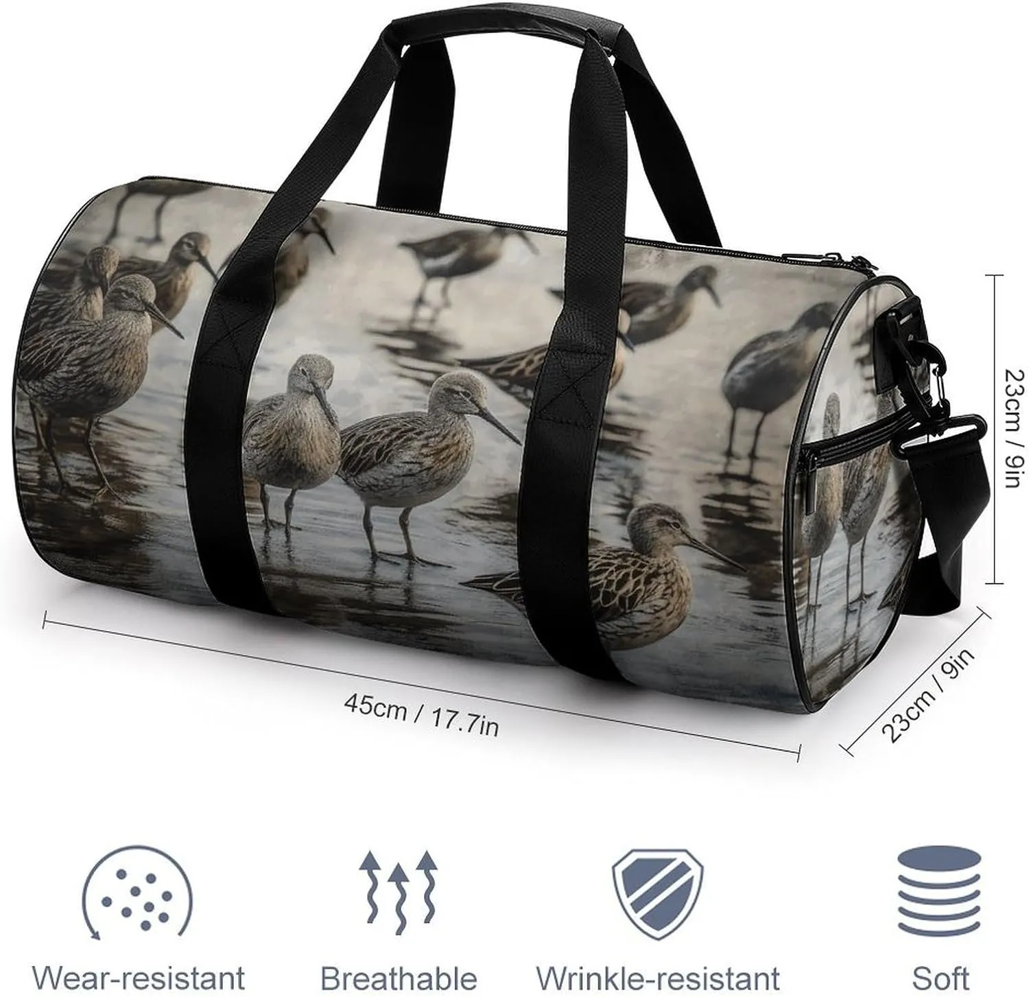 Gym Bag Birds Walking Duffel Bag for Men Women Overnight Bag with Shoe Compartment Workout Bags