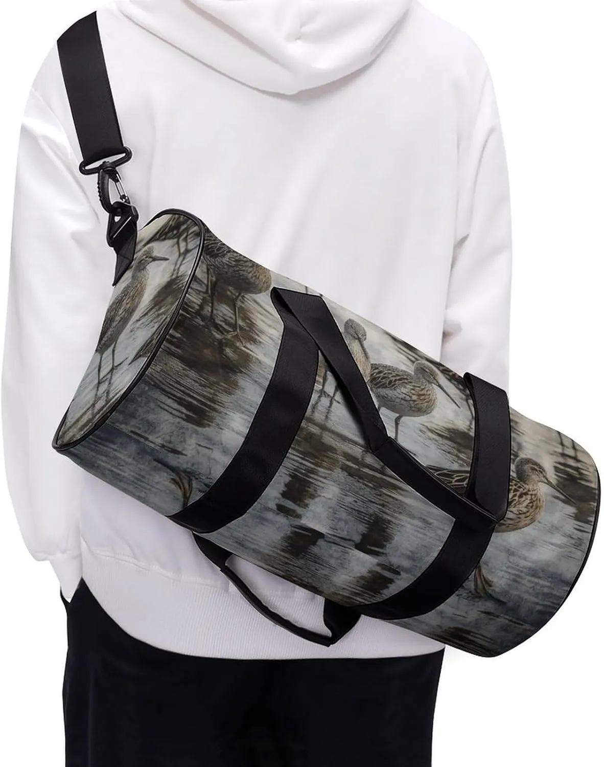 Gym Bag Birds Walking Duffel Bag for Men Women Overnight Bag with Shoe Compartment Workout Bags