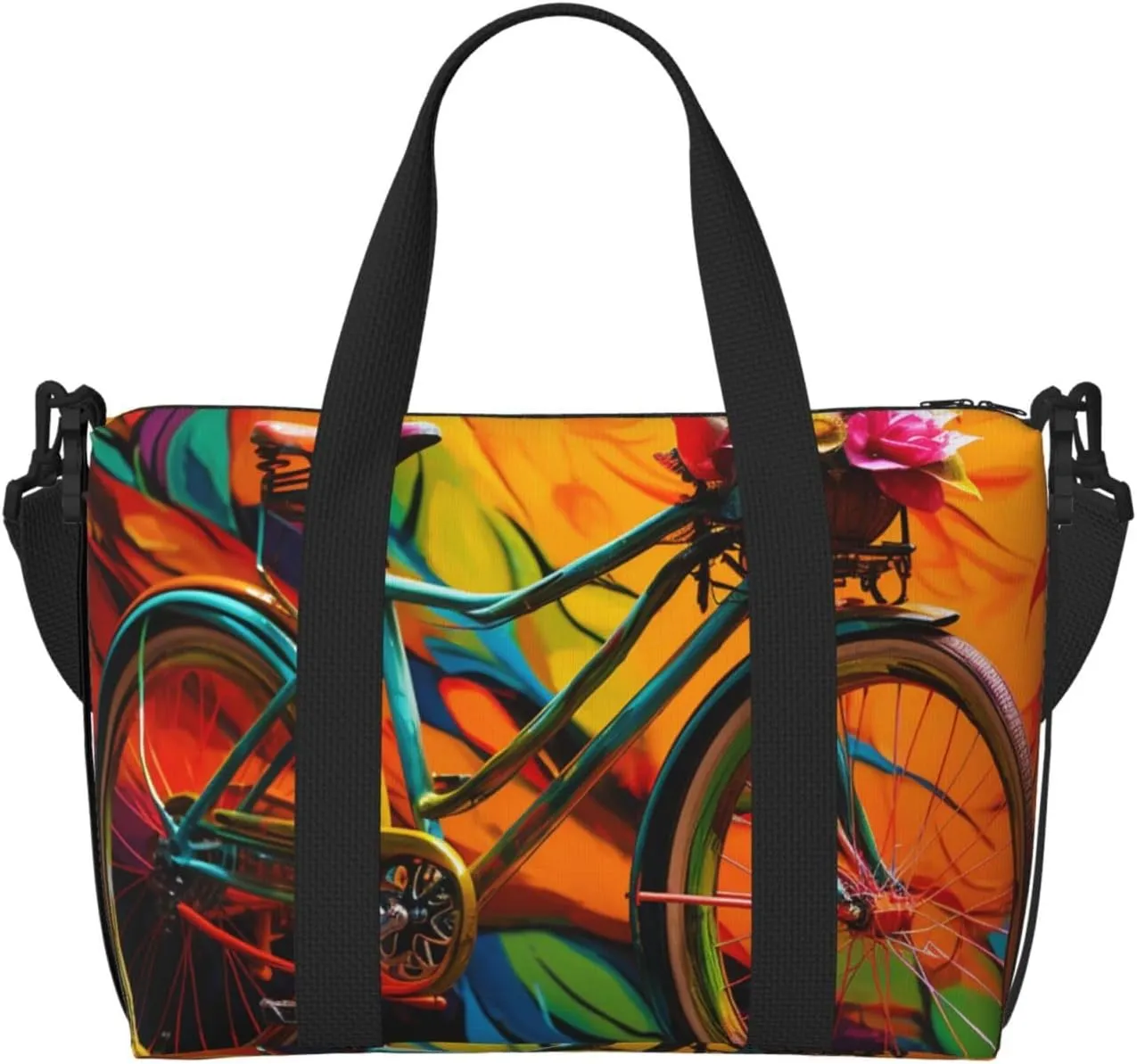 Gym Bag Colorful bicycle Duffel Bag for Men Women Travel Overnight Bag with Shoe Compartment Workout Bags
