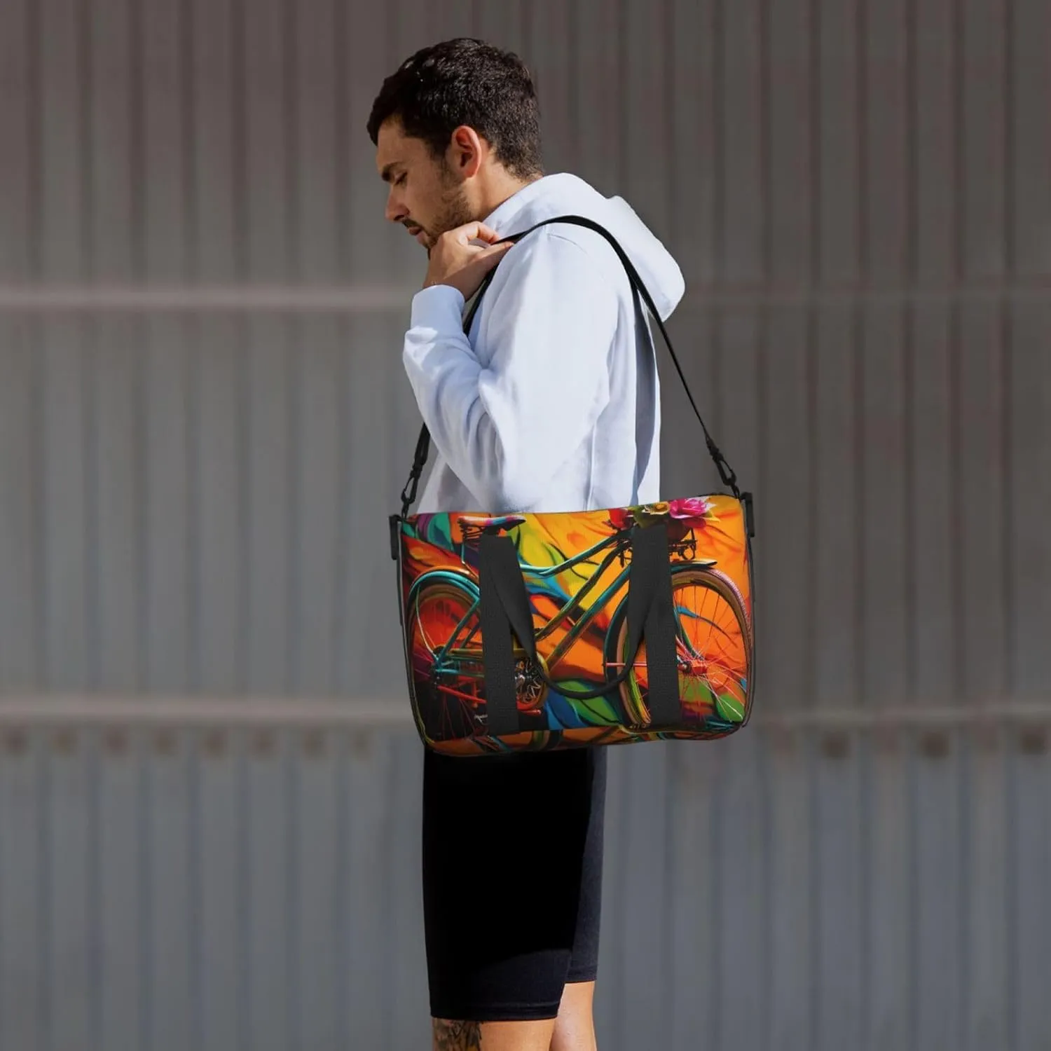 Gym Bag Colorful bicycle Duffel Bag for Men Women Travel Overnight Bag with Shoe Compartment Workout Bags