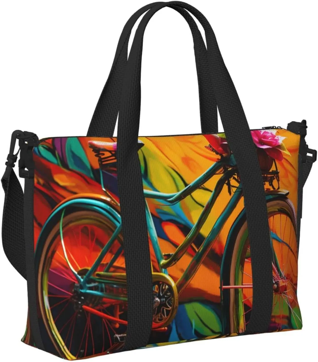 Gym Bag Colorful bicycle Duffel Bag for Men Women Travel Overnight Bag with Shoe Compartment Workout Bags