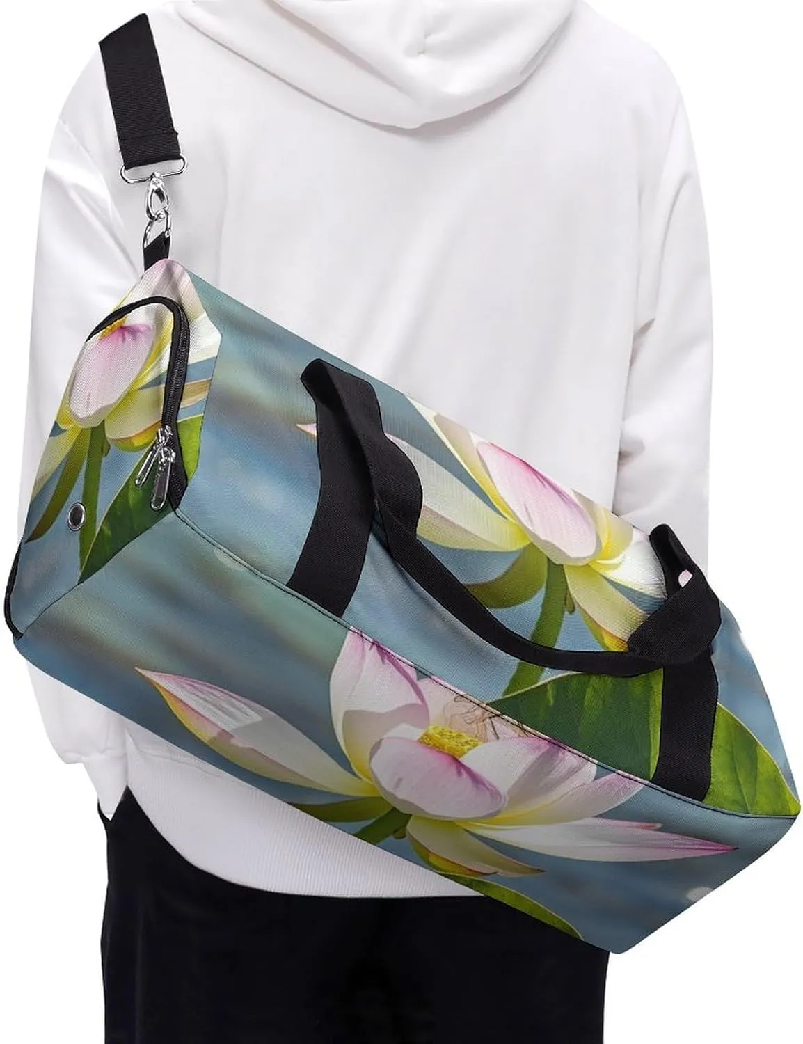 Gym Bag Flower And Dragonfly Duffel Bag for Men Women Travel Overnight Bag with Shoe Compartment Workout Bags