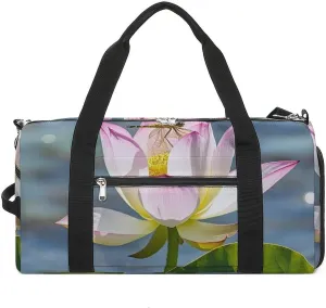 Gym Bag Flower And Dragonfly Duffel Bag for Men Women Travel Overnight Bag with Shoe Compartment Workout Bags
