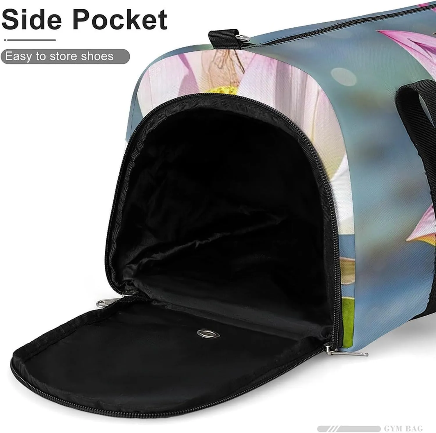 Gym Bag Flower And Dragonfly Duffel Bag for Men Women Travel Overnight Bag with Shoe Compartment Workout Bags