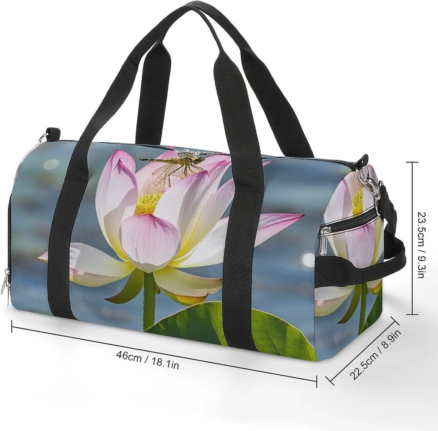Gym Bag Flower And Dragonfly Duffel Bag for Men Women Travel Overnight Bag with Shoe Compartment Workout Bags
